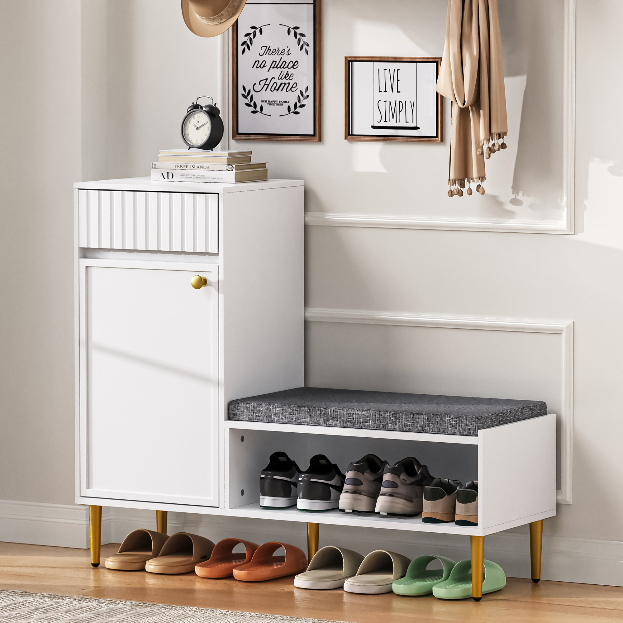 Console a colori in noce bianca con truciolare 100% impiallacciato