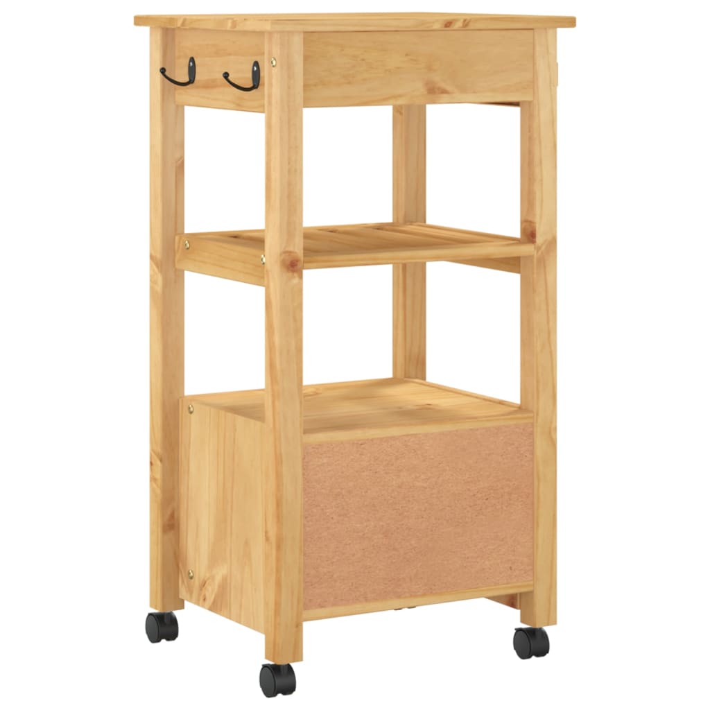 Chariot de cuisine | Chariot de Service | Desserte Cuisine MONZA 48x40x90 cm bois massif de pin CFW38288 - 7