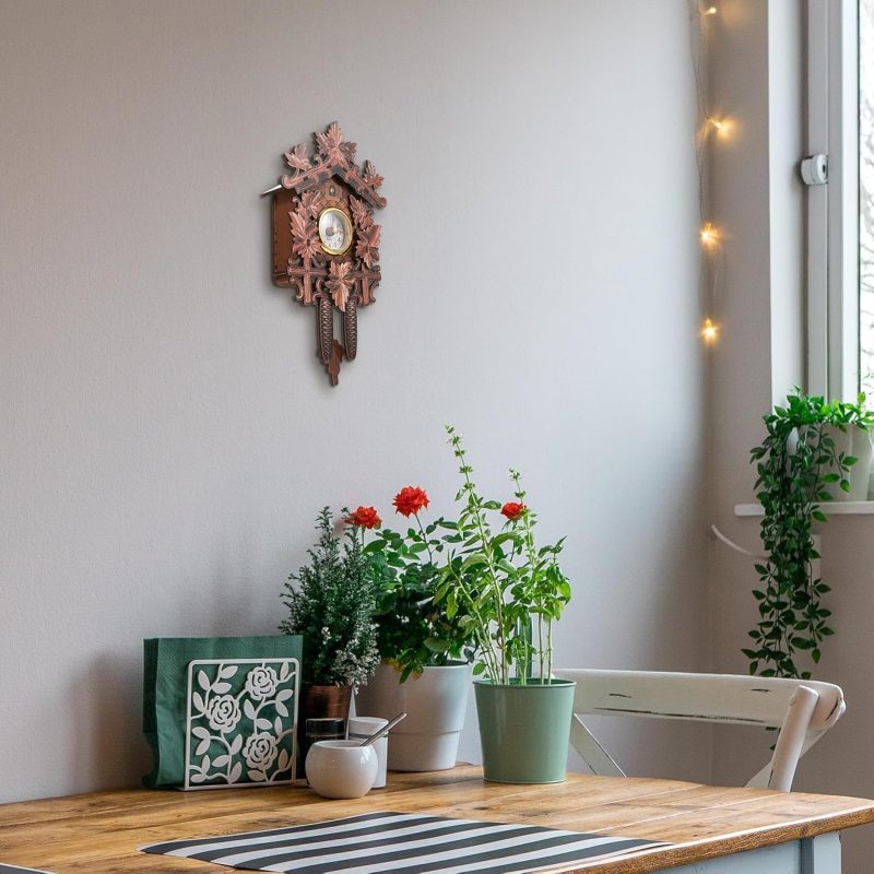 Horloge Coucou En Bois Avec Pendule - Déco Murale Vintage Pour Salon, Chambre, Café (pile AA)