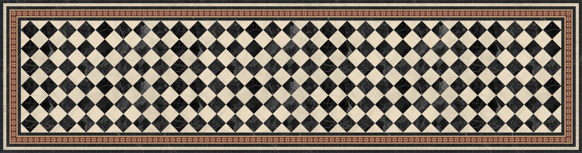 Tappeto antiscivolo in vinile Scacchi 66x250 cm - PVC stampato, lavabile, ignifugo, per il salotto o la cucina, stile idraulico - 2