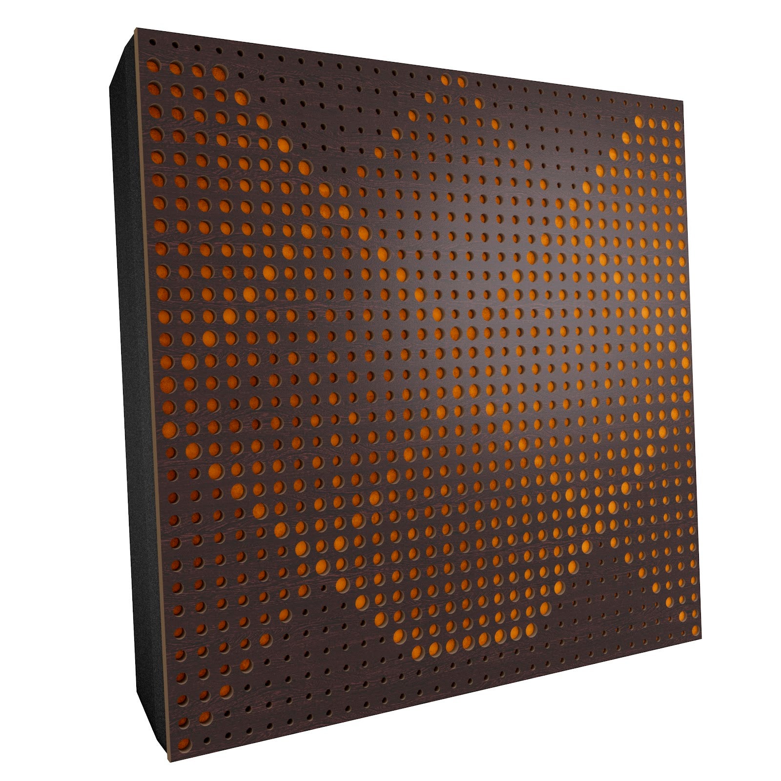 Lot de 2 Panneaux acoustiques WILDS-F décoratifs insonorisants 50x50x5 cm - MDF perforé laminé, tissu et mousse acoustique -Wengé+Jaune - 2