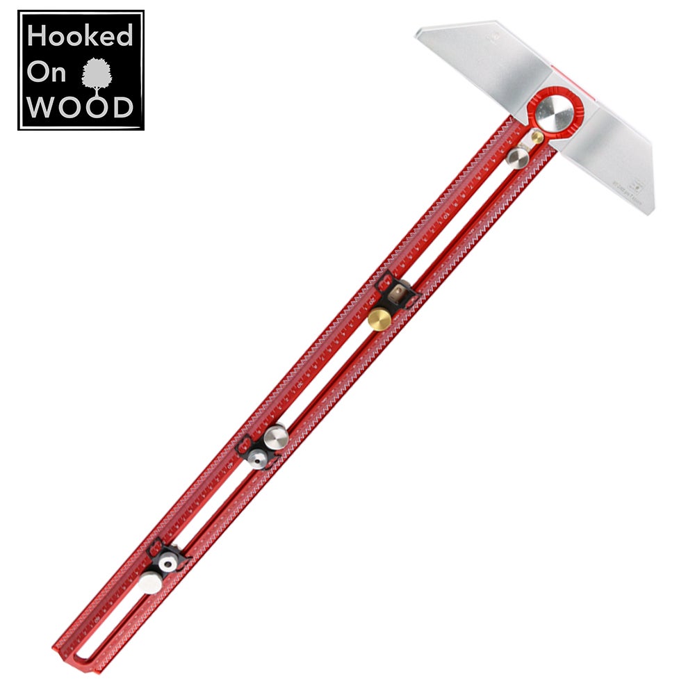 Règle T60 Pour Travail Du Bois - Alliage Aluminium Anodisé Rouge - Marquage 5 à 60 Mm