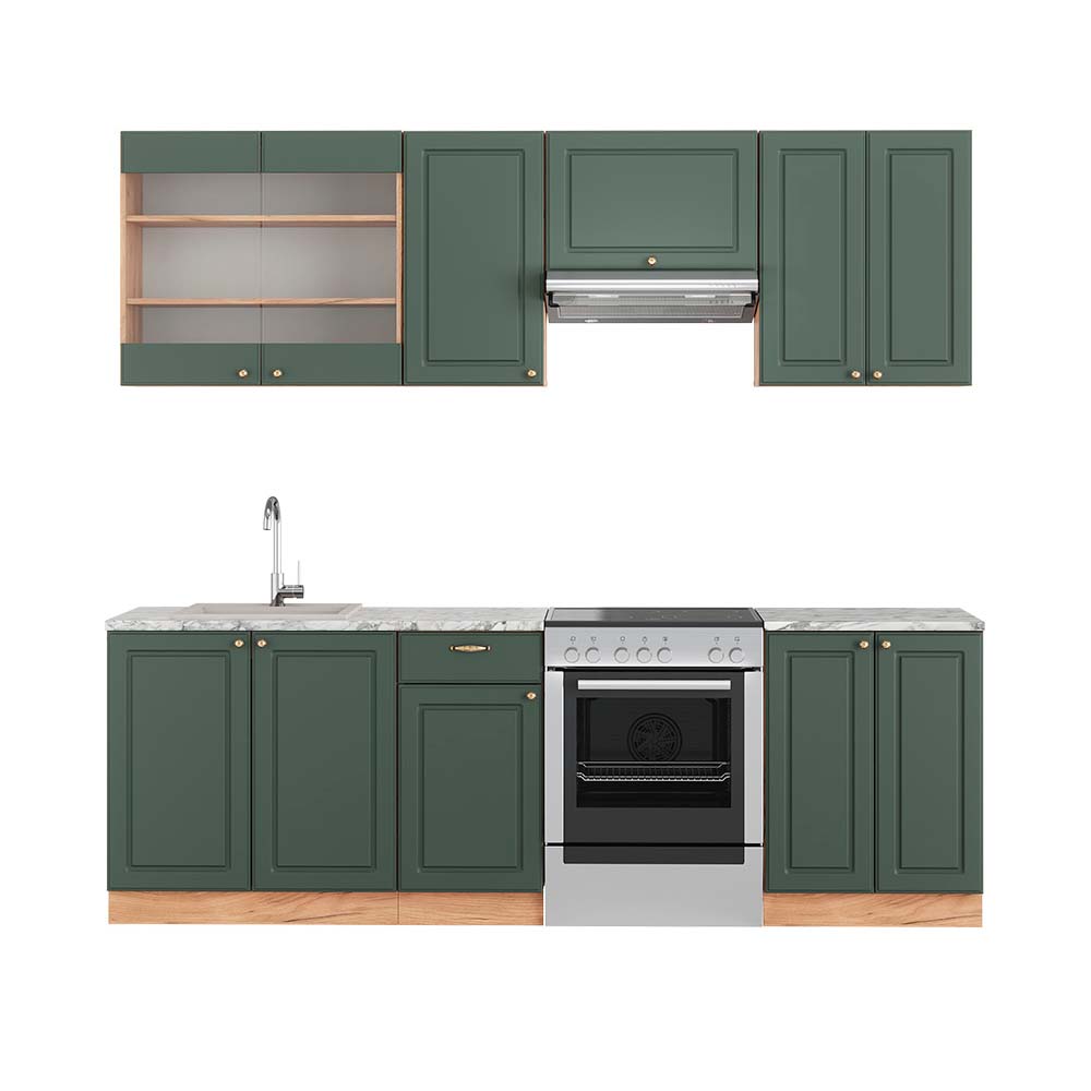 Cuisine Fame-Line Chêne vert et or/chêne doré 355cm sans PT Vicco