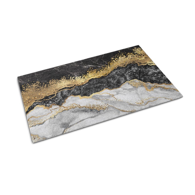 Zdjęcia - Wycieraczka wejściowa pod drzwi do butów - Stylowa i elegancka 90 x 60 cm Złoty Marmur Nowoczesny dywanik do wnętrza Tulup
