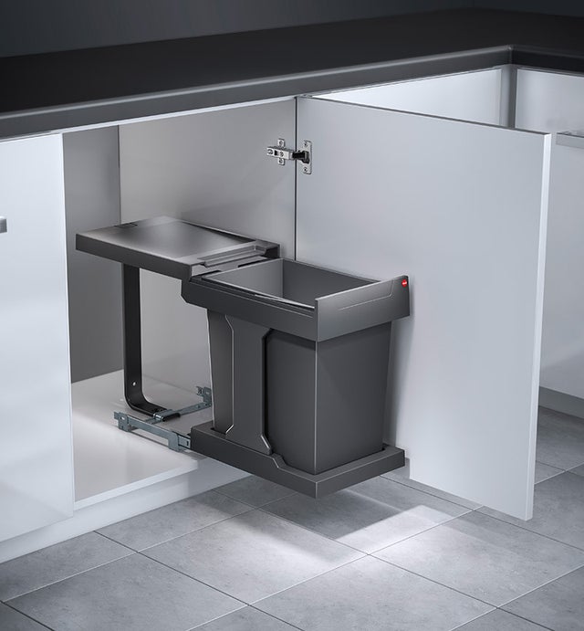 Poubelle de cuisine coulissante encastrable sous évier 20L Hailo Solo Manuelle