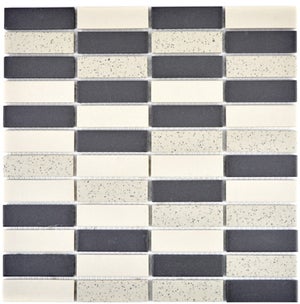 Mosaïque Céramique Blanc/beige/noir Non Vitré – 11B-0123-R10_b – 1 Plaque Neuve
