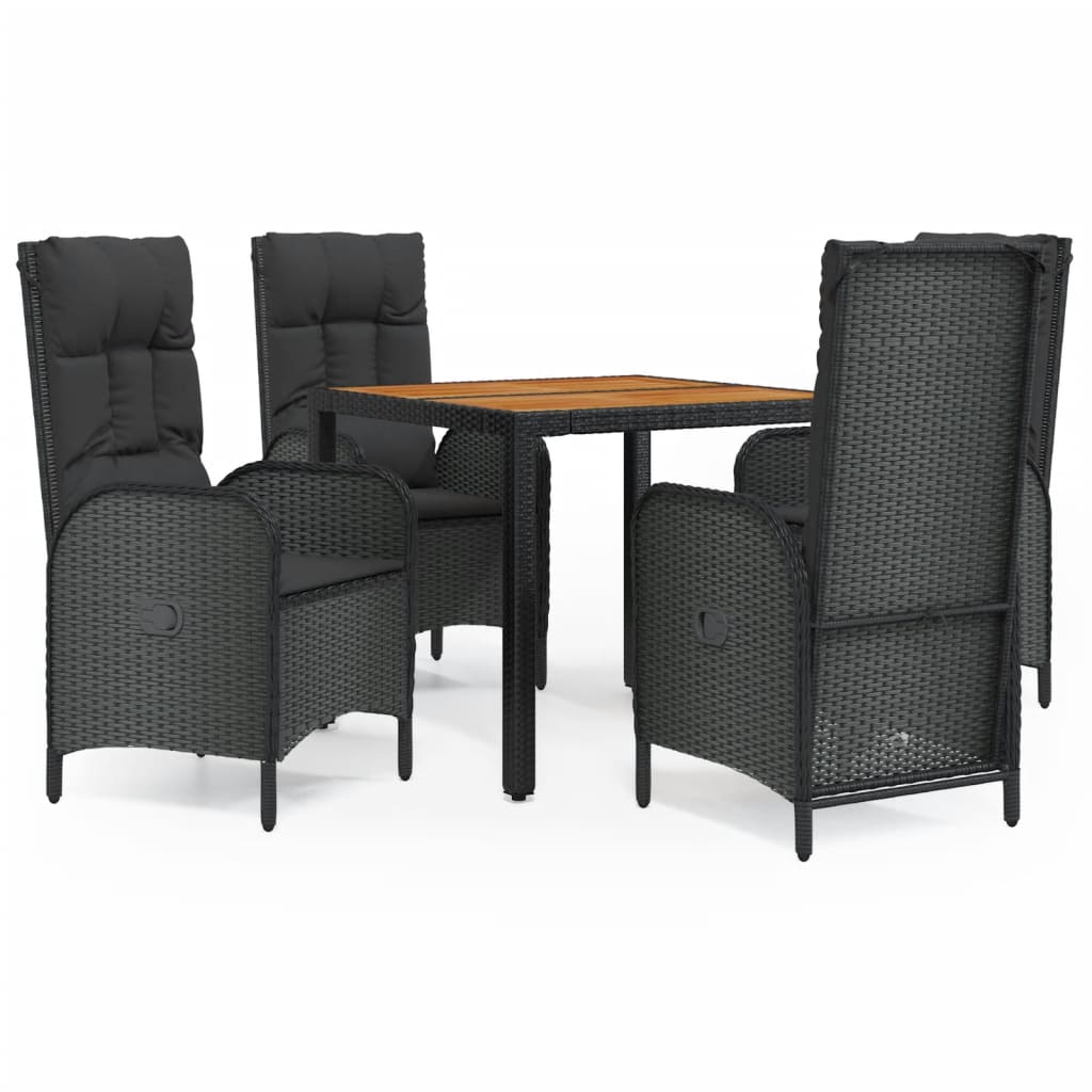 Maison Exclusive - Set da Pranzo da Giardino 5 pz Nero con Cuscini in Polyrattan - 2