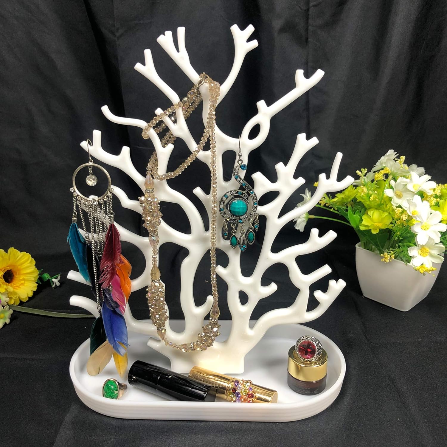 présentoir à bijoux suspendu en forme d'arbre de corail, support de table pour colliers, bracelets et boucles d'oreilles(blanc) - 4