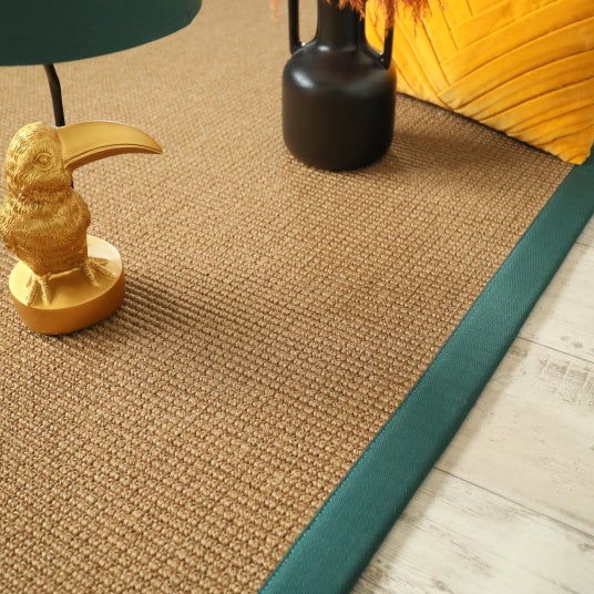 Tapis Sisal grosses boucles - Cuba havane - Ganse vert émeraude - 120 x 170 cm - 3