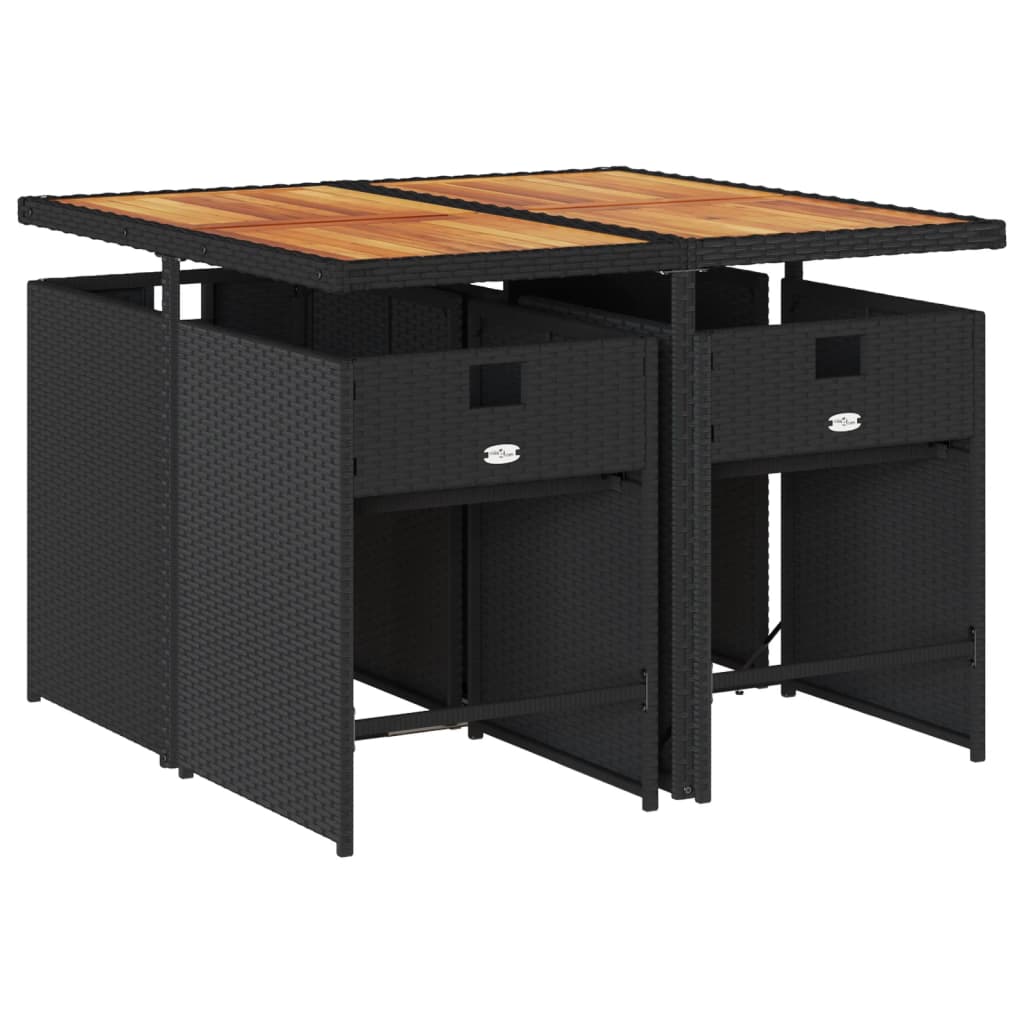 Set de muebles jardín 5 piezas con cojines ratán sintético negro - 3