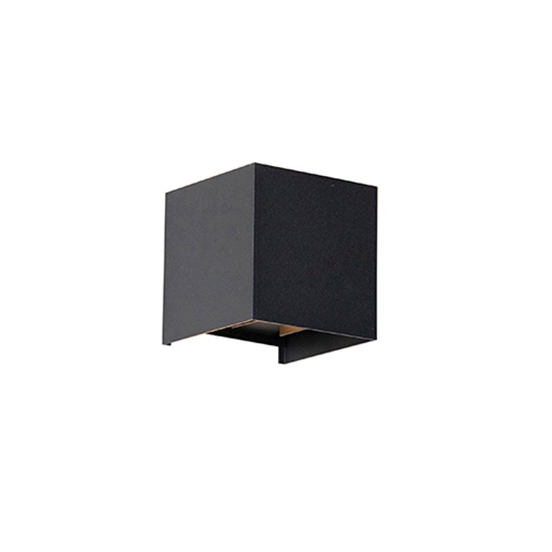 Qazqa nowoczesny lampa up &amp; down do ogród - Edwin - czarny, led zintegrowana 6w zestawie, Integrated led, 10cm, IP54