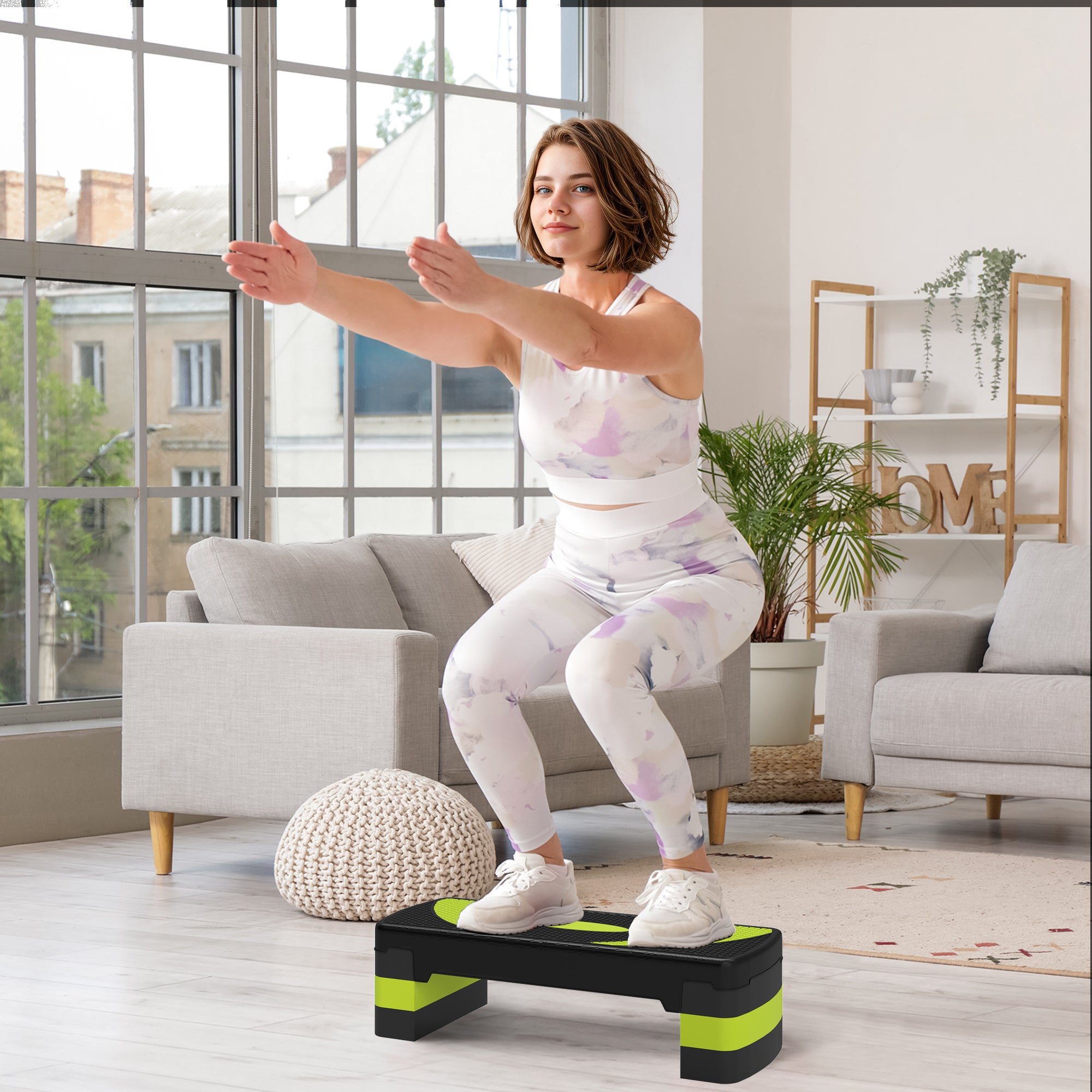 Stepper Velo Stepper aérobie 3 niveaux hauteur réglable,vélo d’appartement intérieur ...