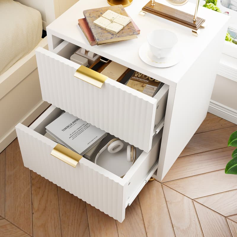 Lot De 2 Table de Chevet, Table de Nuit avec 2 tiroir en Bois Moderne pour Chambre à Coucher, Salon - 9