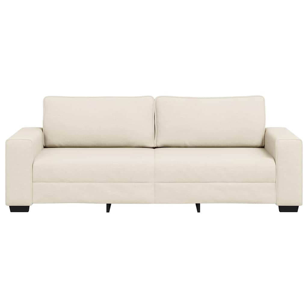 vidaXL Sofa 3 places Beige 220 cm Tissu en lin mélangé - 4