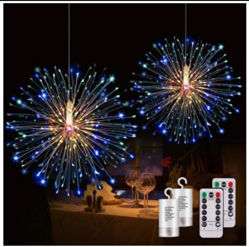 Girlandy świetlne zestaw sztuk fajerwerki diod LED drucik miedziany girlandy świetlne Starburst trybów girlandy świetlne zasilane bateriami z pilotem