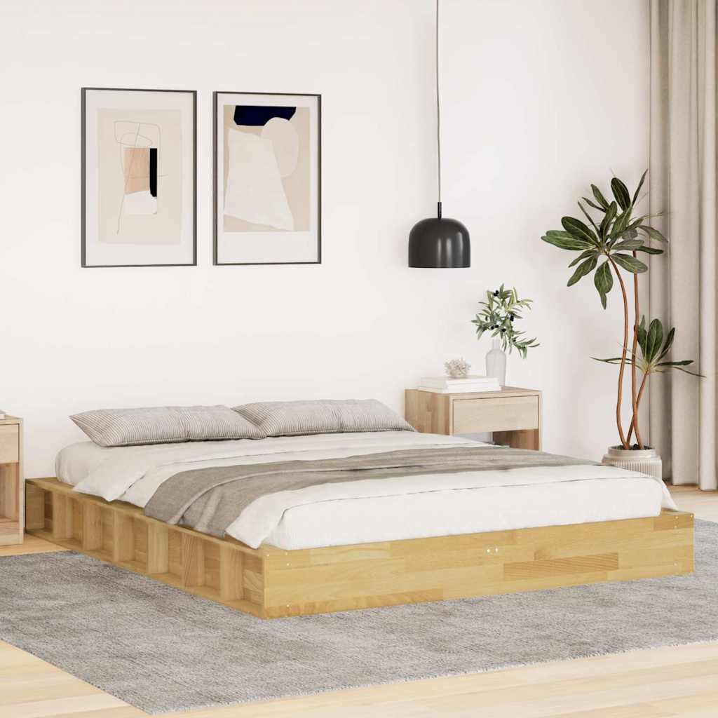 VidaXL Struttura Letto Senza Materasso 135x190 cm in Legno di Rovere ...