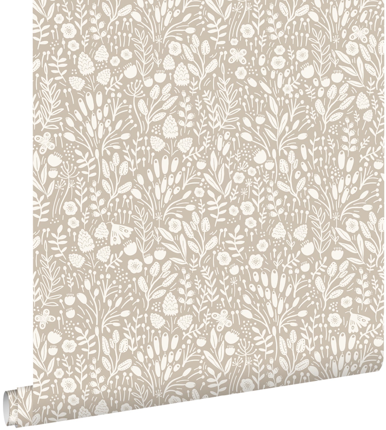 Tapeta kwiaty jasnego beżu - 50 x 900 cm - ESTAHOME