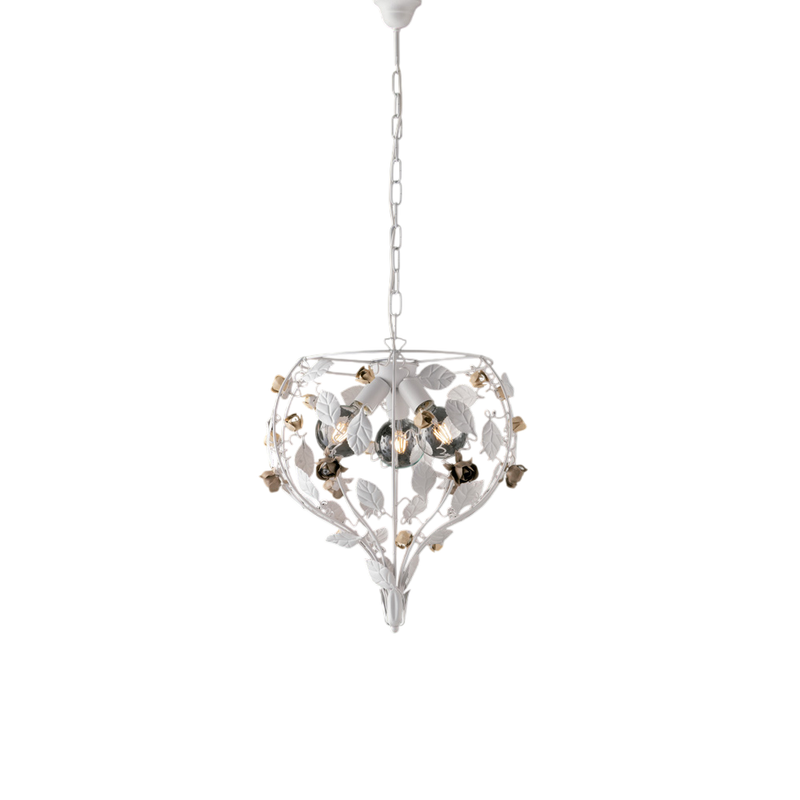 Piękny, biały, lakierowany, żelazny żyrandol w stylu shabby chic, 3 światła, 113 Ø49 BL196-3-BCO