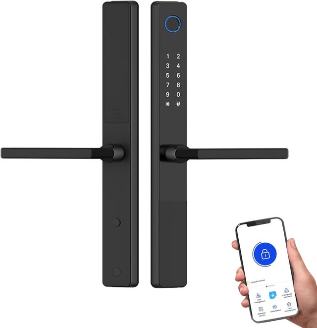 Serrure Numérique Elsys Argentée - Empreinte Digitale Et Accès Code, Avec Poignée