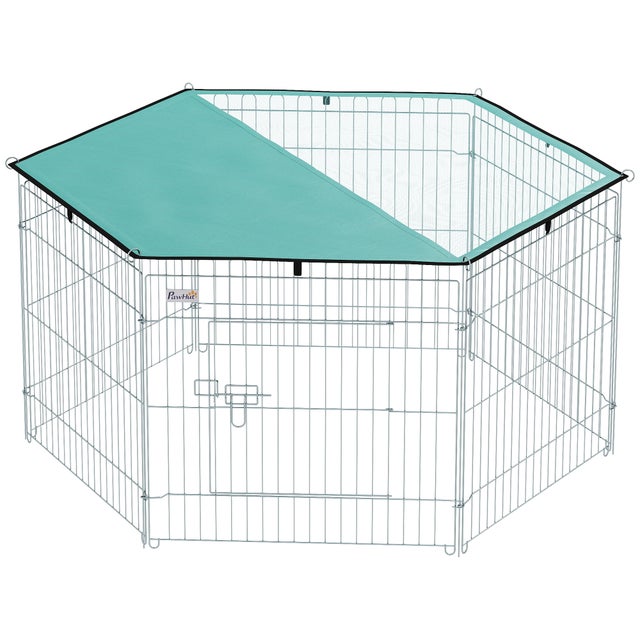 Parque para Animais de Estimação PawHut Prata Metal, Poliéster 59x60cm