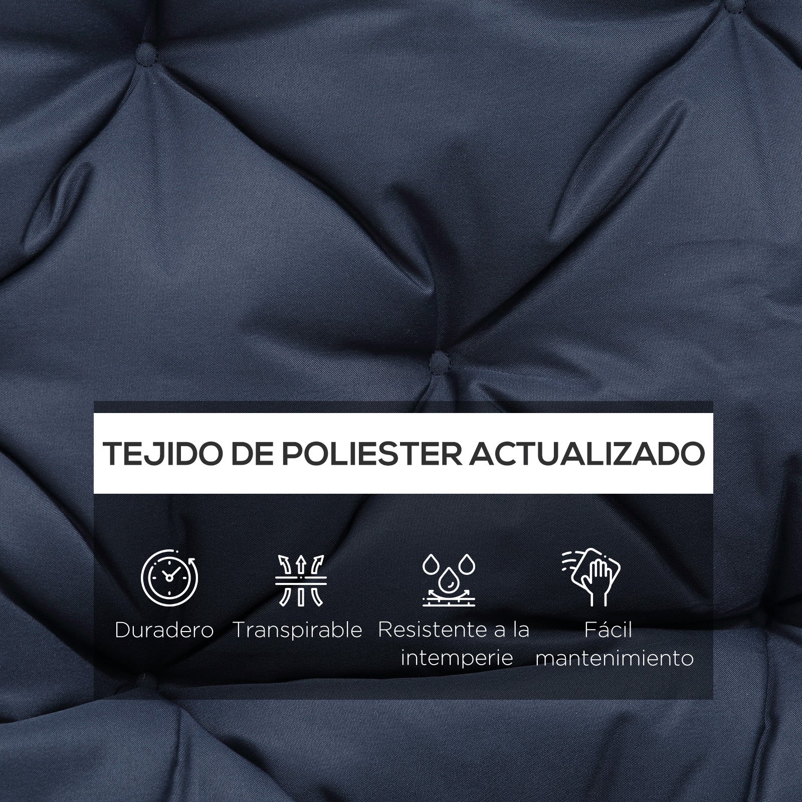Almofada para Banco com Encosto Outsunny Poliéster e Algodão Azul marrinho 150x98x8cm - 4