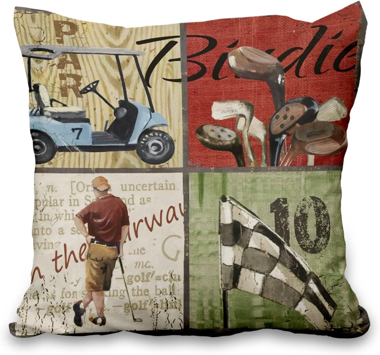 Lot de 4 housses de coussin de golf, 45 x 45 cm, housses de coussin carrées en lin noir pour canapé, salon, chambre, décoration intérieure. - 4