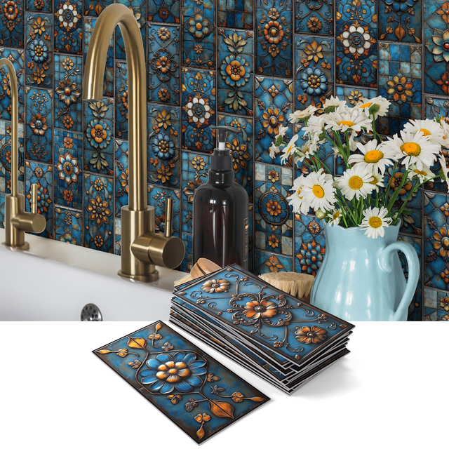 Lot de 16 panneaux muraux autocollants, crédence en PVC épais, autocollants muraux 3D imperméables, carrelage mural en relief, 20,32 x 10,16 cm