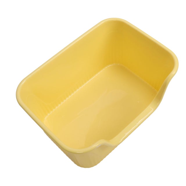 Caixa de areia para gatos grande, laterais altas, antirrespingos, fácil de limpar, aparência simples, caixa de areia para gatos grandes (amarelo)