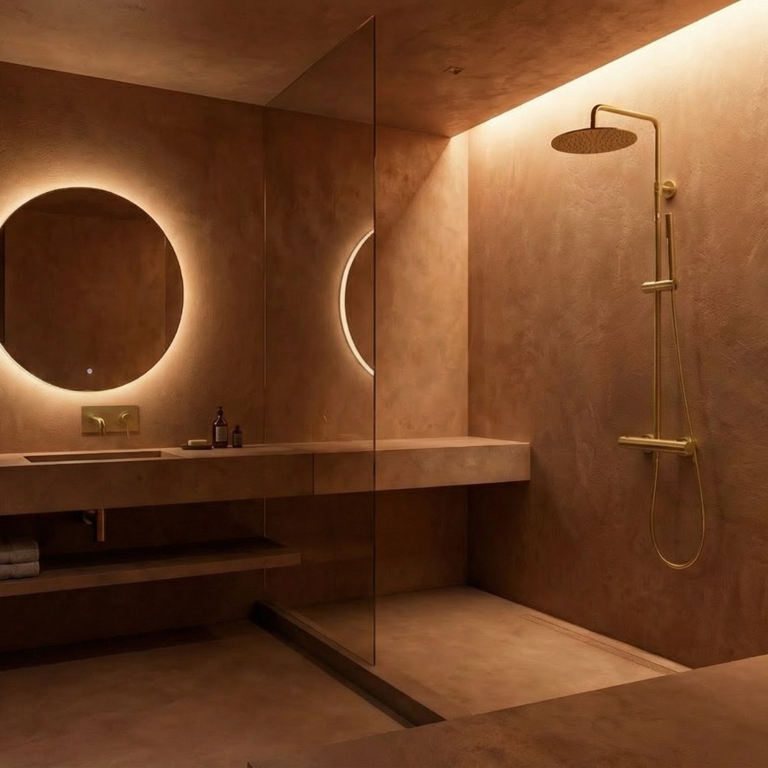 Delice II coluna de duche termostática ouro escovado com corpo frio - 6