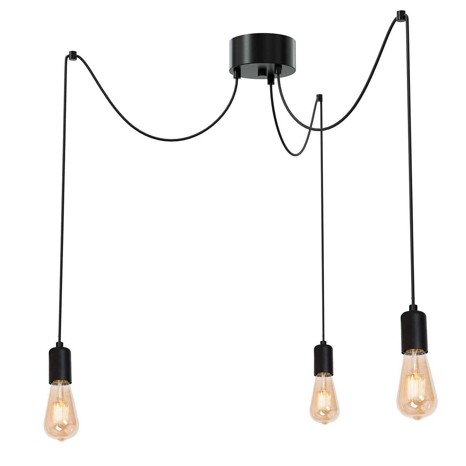 Lampa wisząca Spindel czarny matowy 3xE27x15W wys: 250 cm metal Luminex