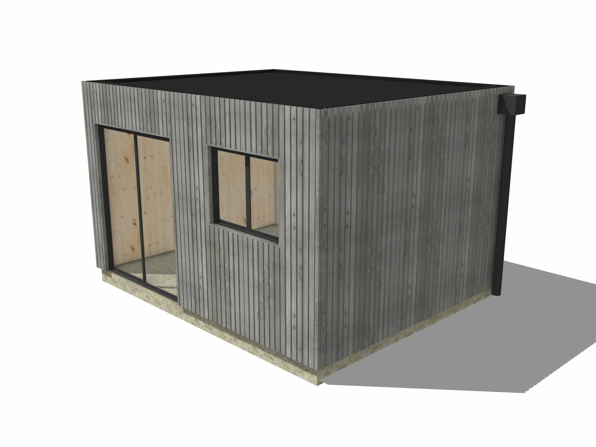 Studio de jardin ossature bois en bois 4,4 x 3,5 x 2,7 m / menuiseries alu k-line - 2