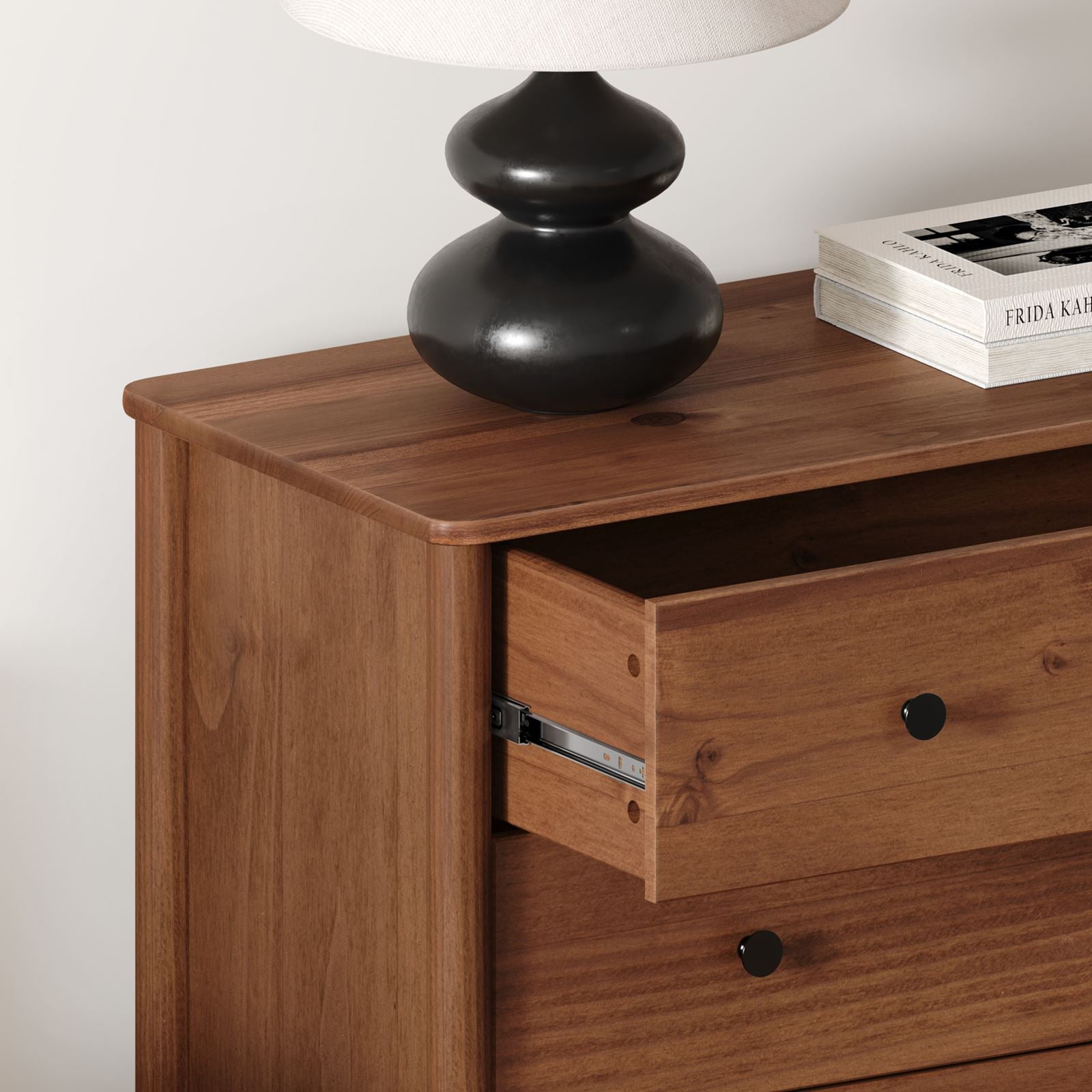 Commode APOANA 4 tiroirs en bois massif - Coloris châtaignier - 6