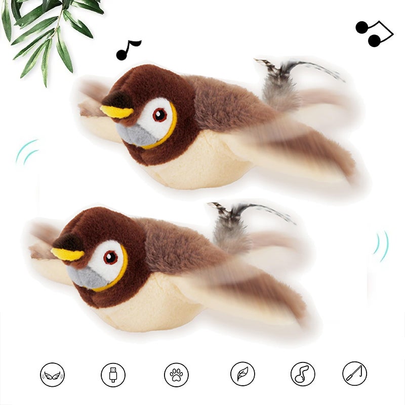 Pájaro Robot Eléctrico Que Canta Y Gorjea – Juguete Interactivo De 13.5 Cm Con Sensor De Movimiento Y Sonido