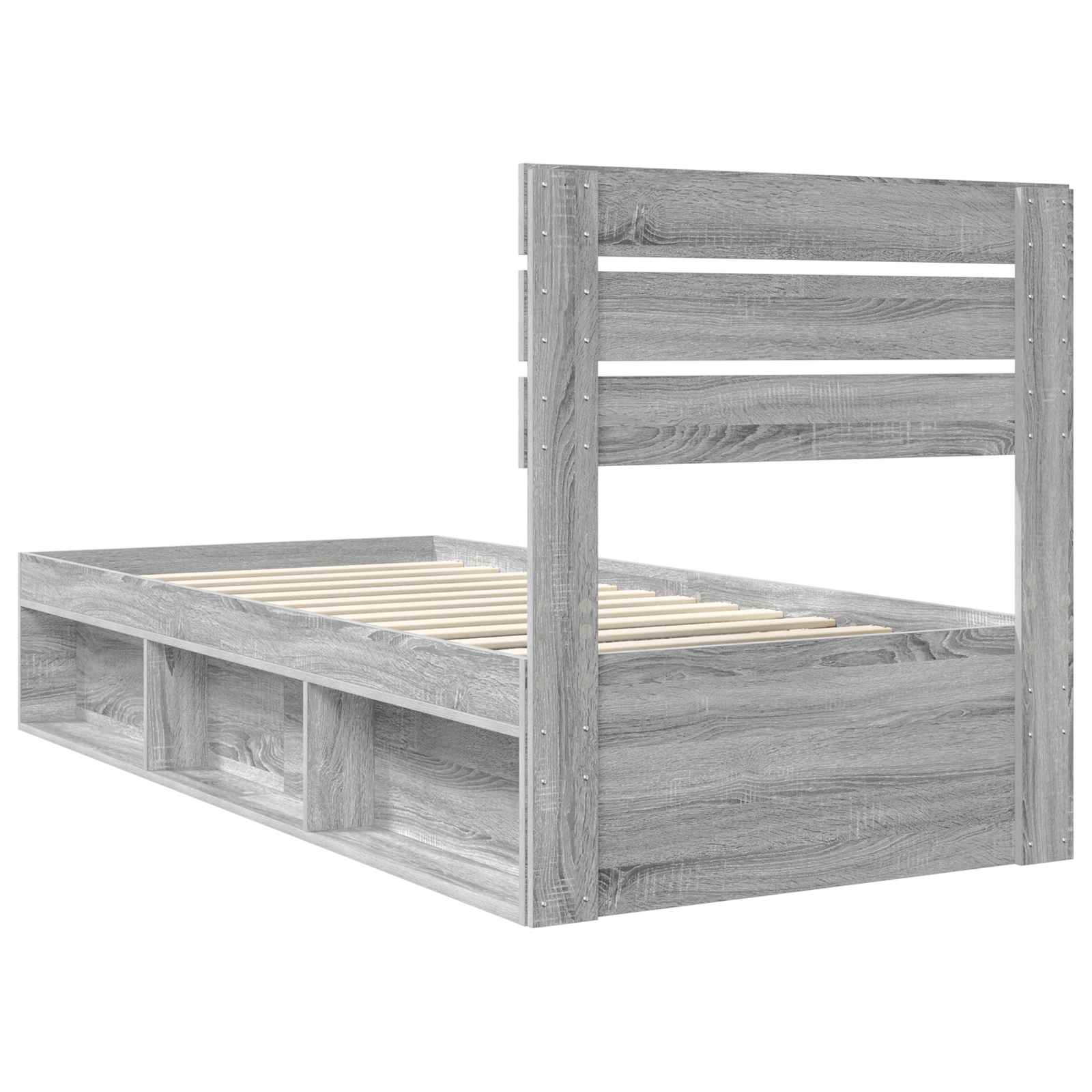 Cadre de lit gris 75 x 190 cm, pin massif - 9