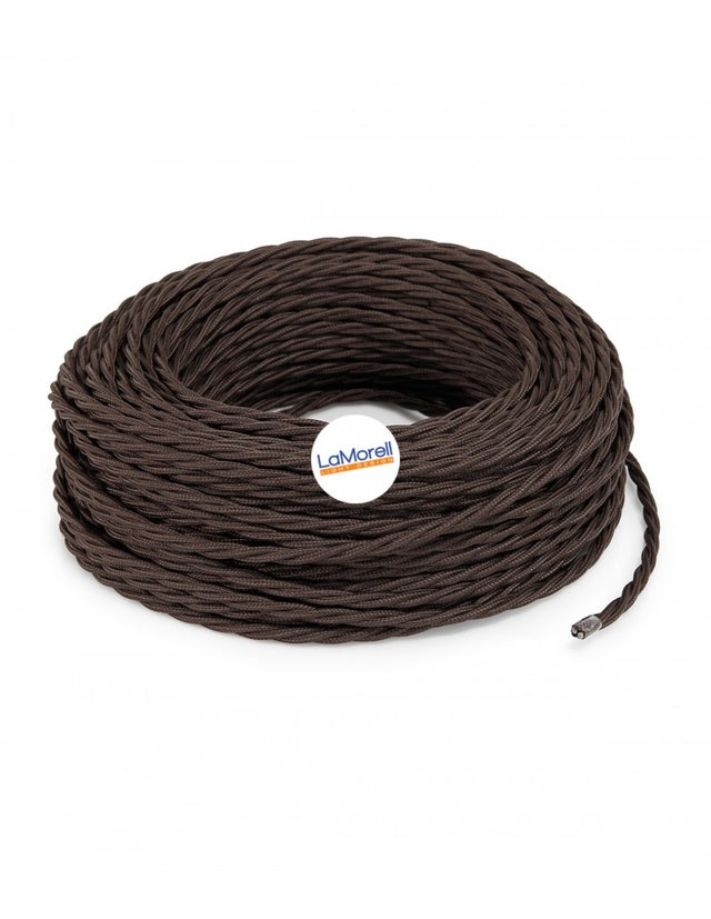 LA MORELL LIGHTDESIGN - CABLE ELÉCTRICO TRENZADO RECUBIERTO DE TELA MARROM TR110 10MT 2X0.75