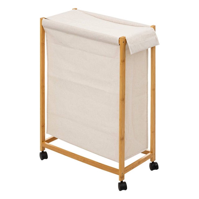 5five - cesto portabiancheria su ruote 52l beige