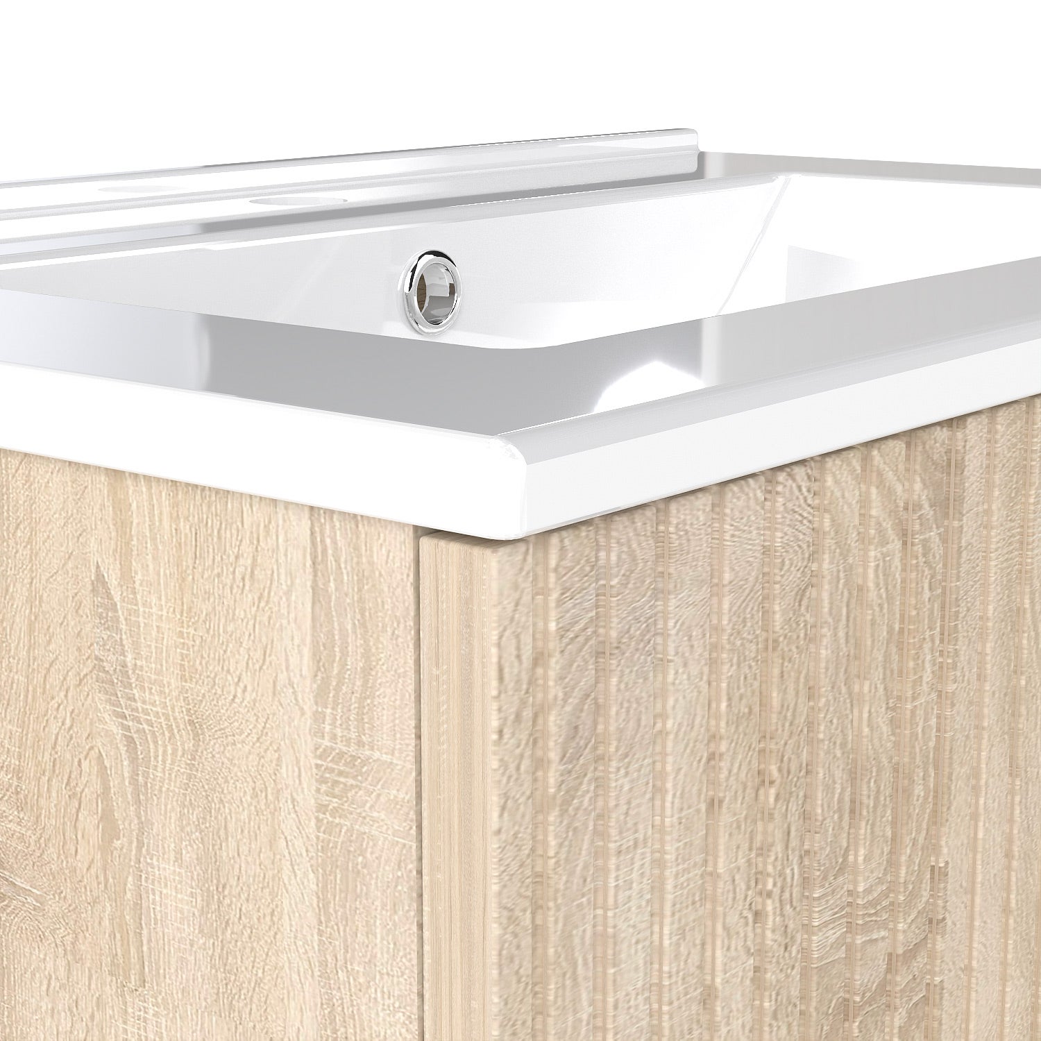 Meubles Salle de Bain 100cm avec simple vasque céramique - 2 tiroirs meuble Chêne Wotan - 4