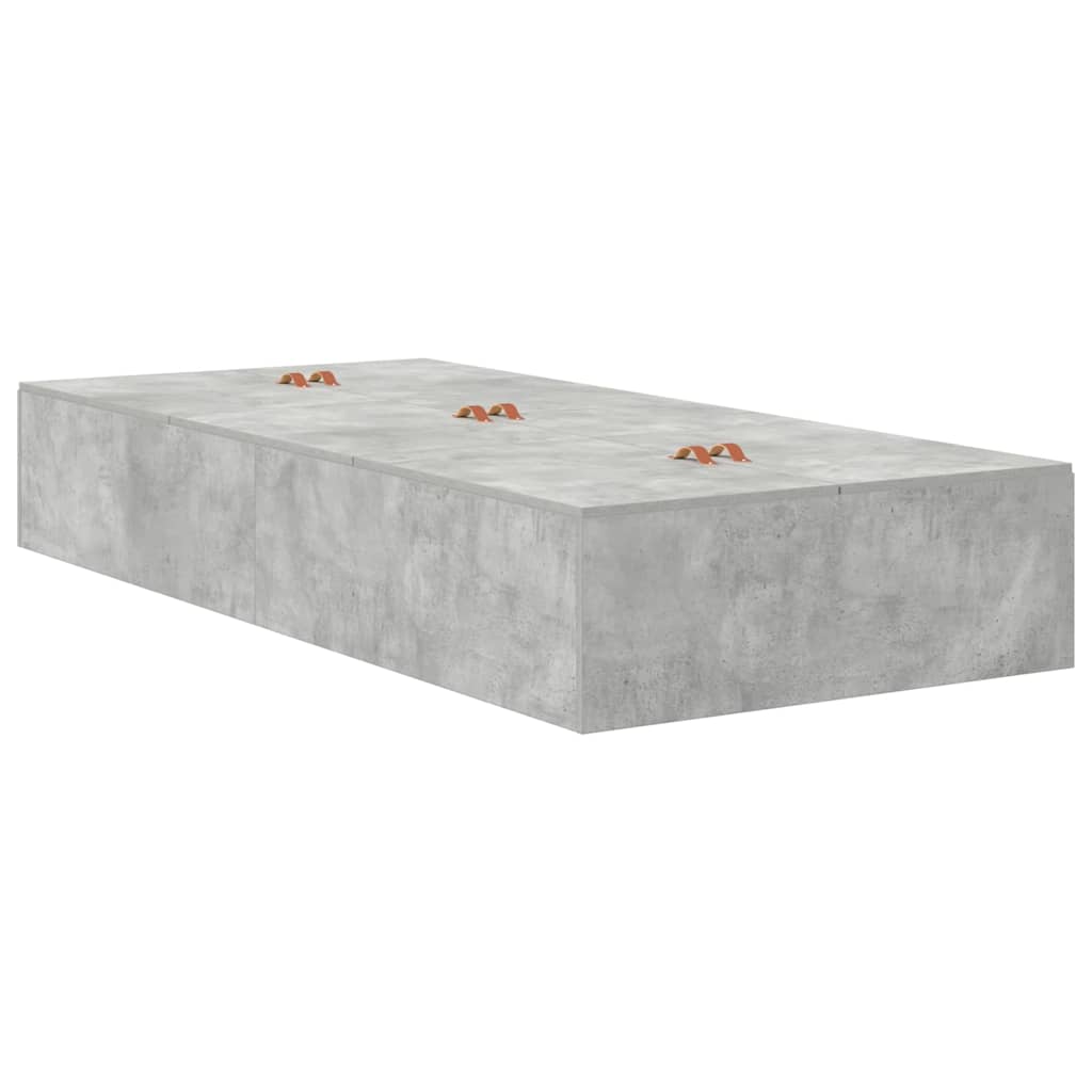 Cadre de lit avec rangement, gris béton, pour la chambre, 90 × 200 cm - 5