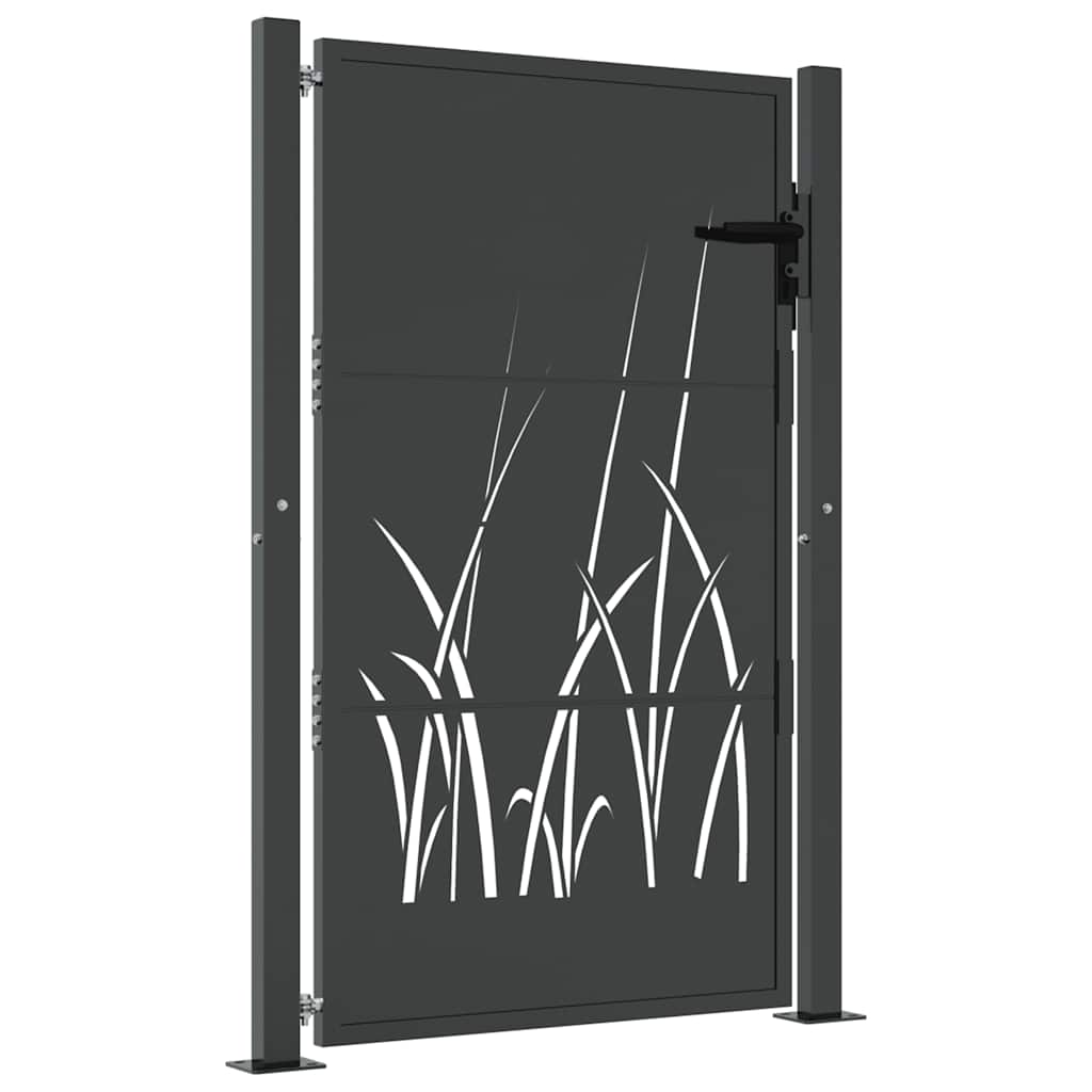 Portail de jardin Anthracite 100x125 cm Acier Design Herbe vidaXL - 2
