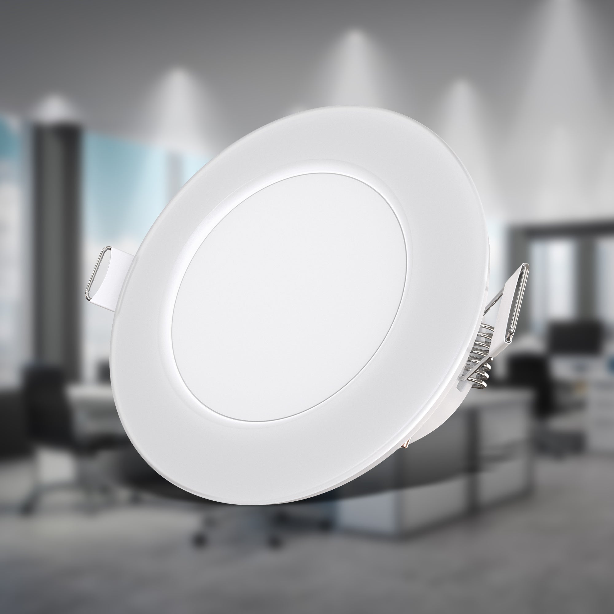 Set di 5 faretti LED da incasso - IP65 - Specifici per bagno - Ultrapiatti 30 mm - D.68 mm - Bianco neutro 4000K - 3 W / 350 lm ciascuno - B.K.Licht - 5