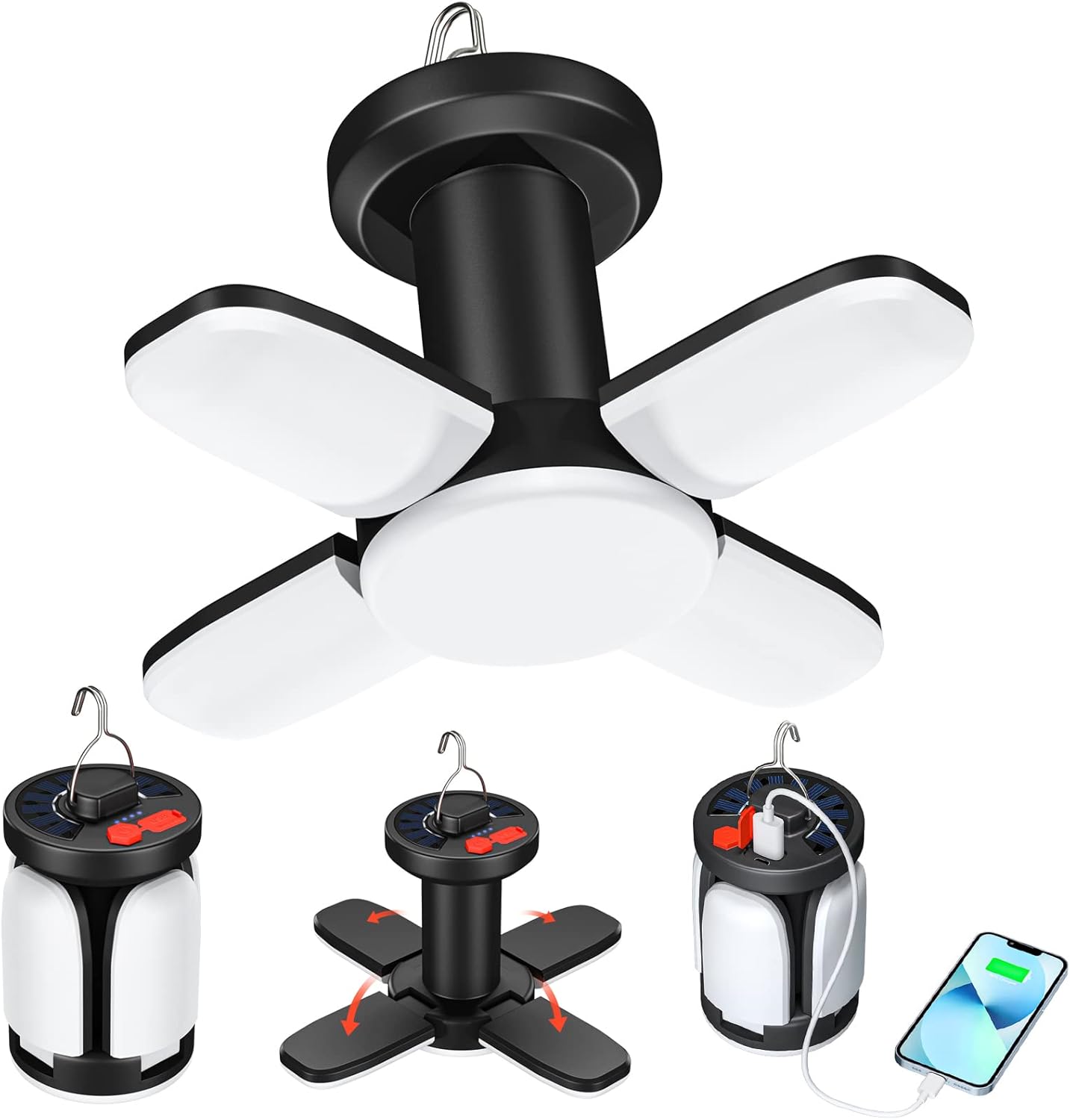 Lampe Camping LED, Lanterne Camping Rechargeable, Lampe Torche LED Puissante 5 Modes With 2600mah Power Bank Etanche Pour Bricolage Randonnee 96304054