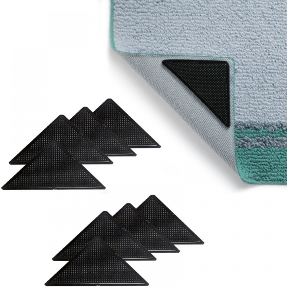 Zestaw 8 antypoślizgowych narożników dywanowych – wielokrotnego użytku i nadający się do prania