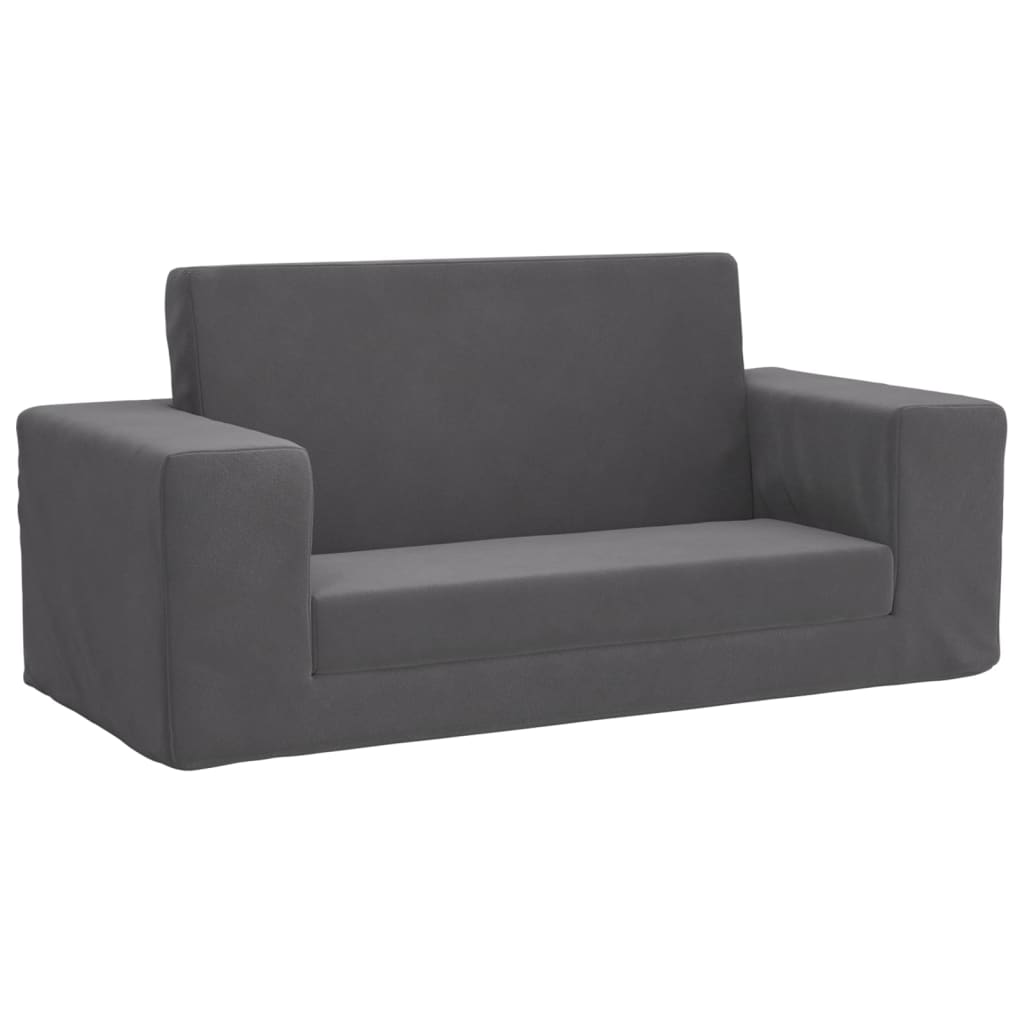 Sofá cama de niños 2 plazas | sofá de salón | sofá de descanso felpa suave gris antracita cfw71944