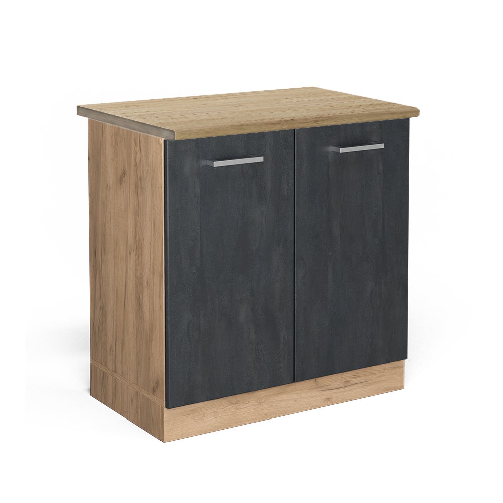 Vicco Szafka pod zlew R-Line, Czarny beton, 80 cm BP Dąb