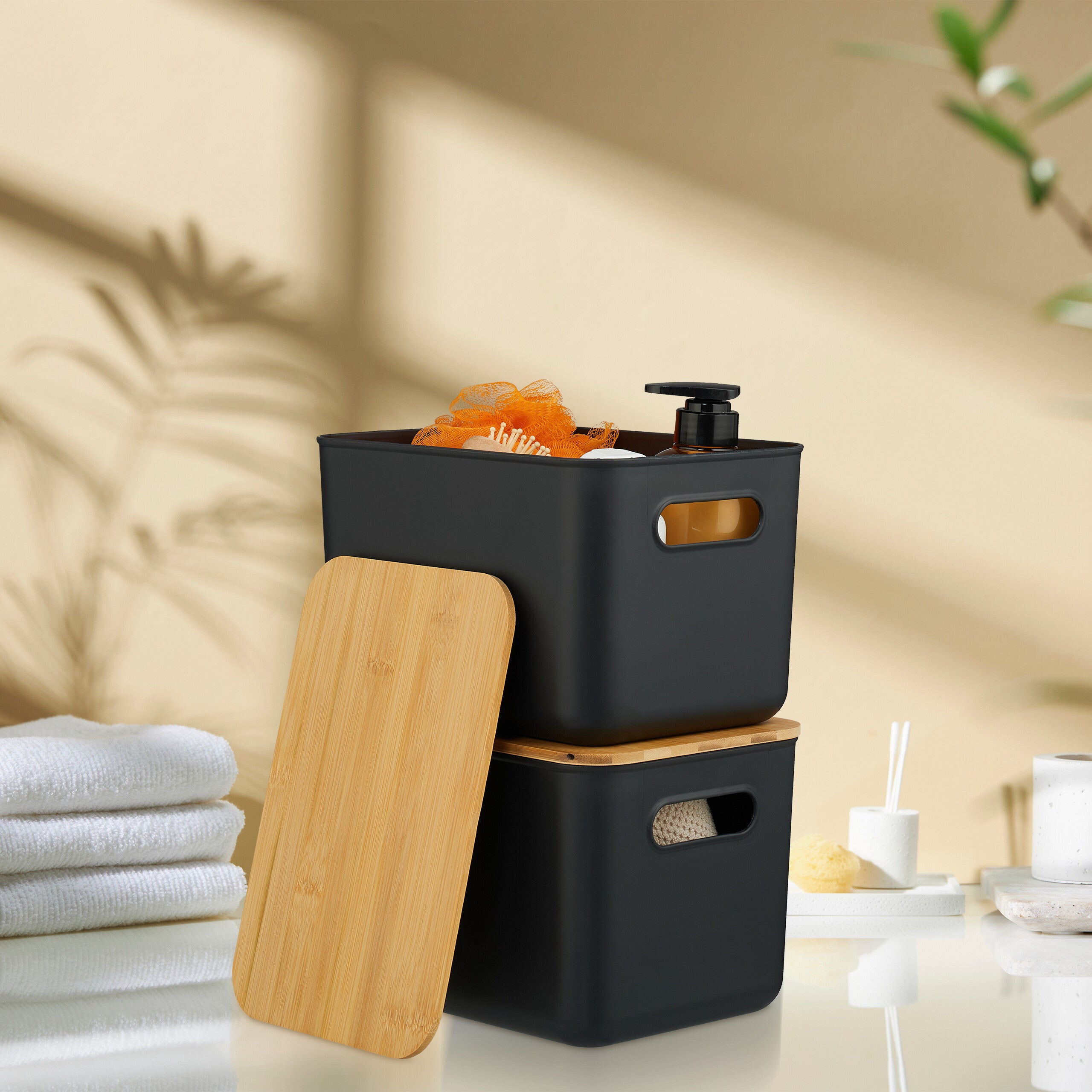 Ruaizel Scatola Igienica a 2 Scomparti, 2 Scomparti Scatola Porta Assorbenti, Porta Assorbente per Bagno in Legno con Coperchio per Tamponi, Cotoni Impacchettati, Dischetti per L'Igiene Intima