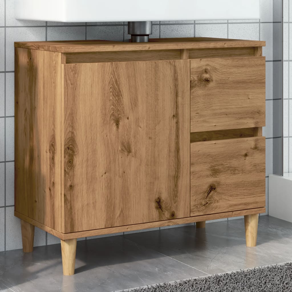 Maison exclusive - armario lavabo baño madera ingeniería roble artisan 65x33x60 cm