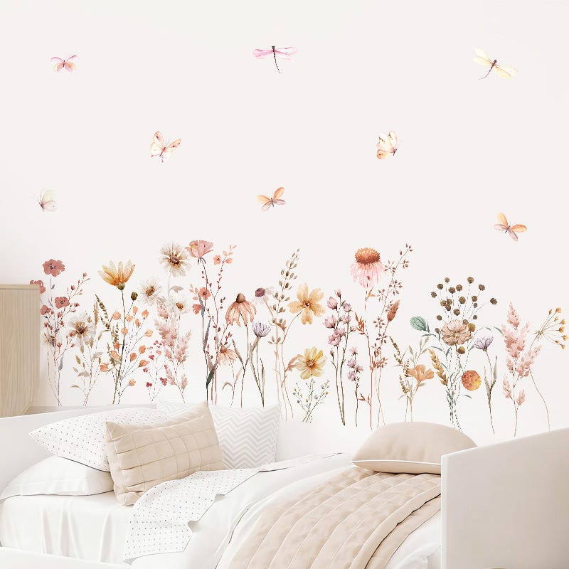 Stickers Muraux Branche de Fleur Autocollant Mural Fleurs Bleues Arbre Stickers Muraux Branche de Fleur Autocollant Mural Fleurs Bleues Arbre