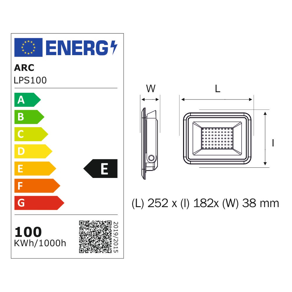 Projecteur LED 100W 11000 LM 4000K IP65 connexion en direct - garantie 5 ans - 5