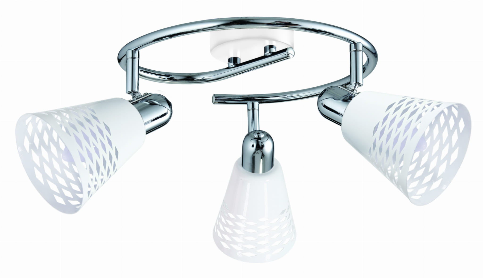 Lampa sufitowa wisząca Discovery chromowana biała 3xE14x40W wym: 19 x 50 x 50 cm metal Candellux