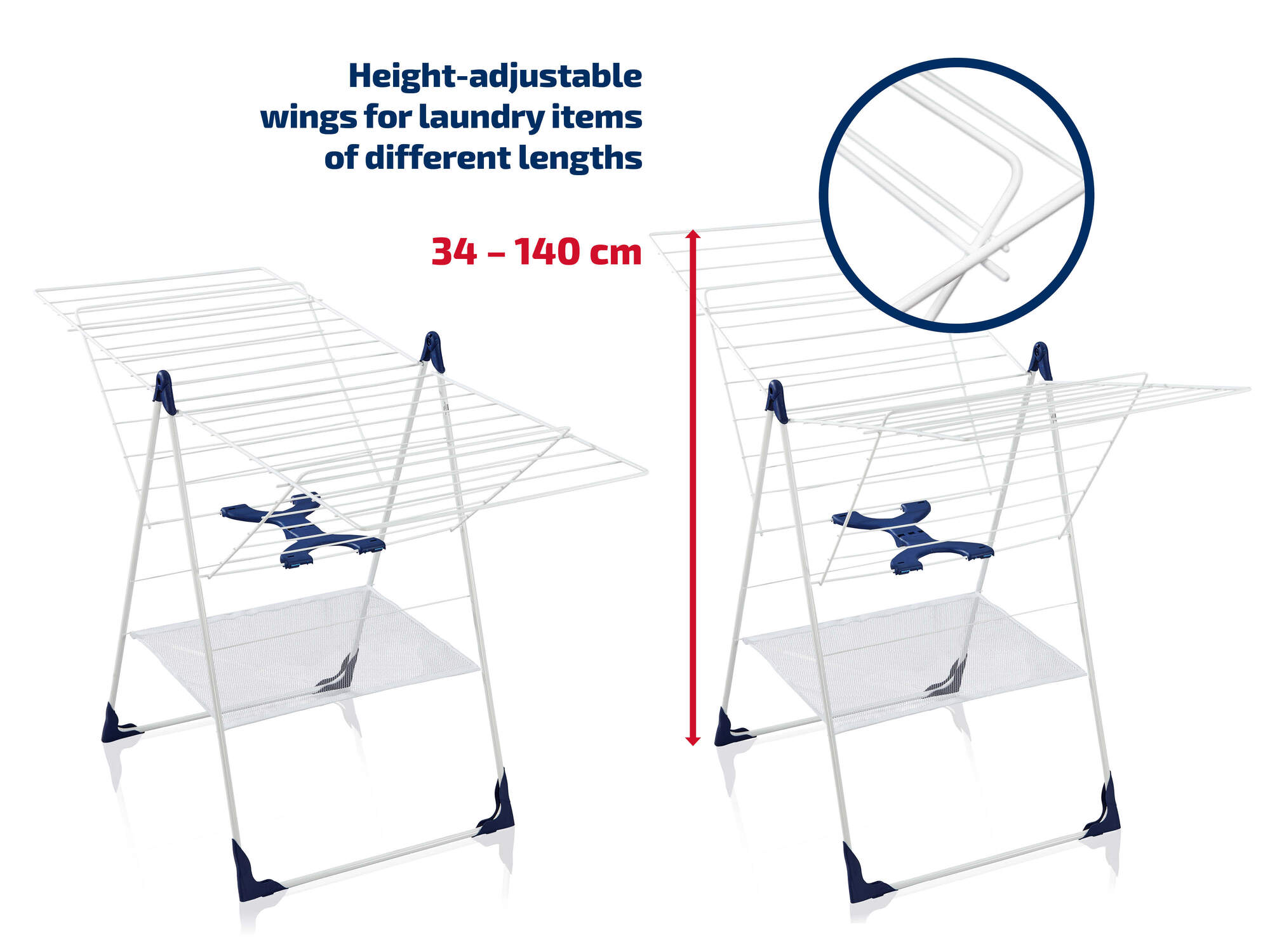 Leifheit étendoir à linge Classic 250 Flex 81409, séchoir à linge stable avec 25m d'étendage, hauteur réglable, blanc - 5